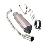 Motorbike exhaust For H-ONDA PCX125 2011 2012 2013 2014 2015 2016 2017 Motorcycle Exhaust Pipe Front Link Pipe Silencer Stainless Steel Exhaust Removable Muffler(Chrome)