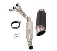 Motorbike exhaust For Y-AMAHA Tracer 9GT 2021 2022 2023 Motorcycle Stainless Steel Muffler Pipe Exhaust Silencer Tube Exhaust Front Link Pipe Muffler Accessories(Black-Chrome)