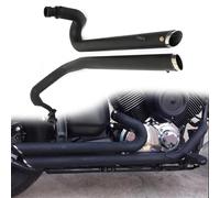 Motorbike exhaust For Y-AMAHA V Star 1100 XVS1100 All Years Motorcycle Chrome/Black Muffler Silencer Pipes Exhaust Stainless Steel Muffler Accessories(Black- Silver)