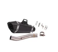 Motorbike exhaust Motorcycle Accessories Slip On Exhaust Muffler With Middle Link Pipe Silencer Stainless Steel Removable Muffler For Benelli BN302 TNT300(Black- Silver)