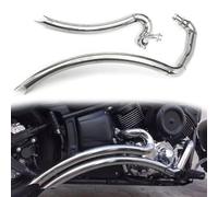 Motorbike exhaust Motorcycle Accessories Stainless Steel Muffler Silencer Pipe Slash Cut Exhaust Pipe Chrome/Black Exhaust For Y-AMAHA V-Star 1100 Dragstar XVS1100 All Years(Chrome)