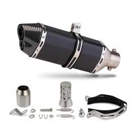 Motorbike exhaust Motorcycle Exhaust Pipe Muffler Silencer Pipe Chrome/Black 370mm Double Hole Exhaust 51MM Interface Muffler For Y-AMAHA FZ6 N T-max 560(Black- Silver)