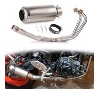 Motorbike exhaust Motorcycle Exhaust Pipe Stainless Steel Muffler Silencer Pipe Exhaust Carbon Fiber Front Link Pipe Muffler For Y-AMAHA MT-03 2015-2021 2020 2019 2018 2017 2016(Chrome)
