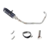 Motorbike exhaust Motorcycle Full Exhaust Pipe Stainless Steel Muffler Silencers For Y-AMAHA Yzf R125 Mt125 R15 Mt15 V1 V2 Mt-15 2008 2009 2010 2011 2012 2013 2014 2015 2016 2017(Black- Silver)