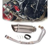 Motorbike exhaust Motorcycle Muffler Silencer Stainless Steel Exhaust Carbon Fiber Front Link Pipe Muffler Accessories For Y-AMAHA YZF R3 2015-2021 2016 2017 2018 2019 2020(Chrome)