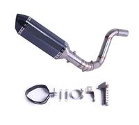 Motorbike exhaust Motorcycle Slip On Exhaust Escape Modify Middle Link Pipe Muffler For DUKE 125 150 200 390 2012 2013 2014 2015 2016(Black- Silver)