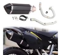 Motorbike exhaust Motorcycle Slip-On Exhaust Front Midddle Link Pipe Silencer Stainless Steel Exhaust Muffler For SUZUKI DR-Z400 DR-Z400S 2000-2022 2002 2003 2004 2005 2006(Black- Silver)