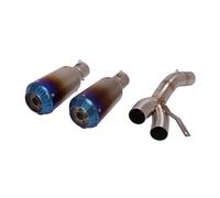 Motorbike exhaust Motorcycle Slip-On Exhaust Silencer Stainless Steel Exhaust Middle Tube Link Pipe Double Muffler For DUCATI Scrambler Icon 2015 2016 2017 2018 2019 2020(Chrome-Blue)