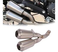 Motorbike exhaust Motorcycle Slip-On Exhaust Silencer Stainless Steel Exhaust Middle Tube Link Pipe Double Muffler For DUCATI Scrambler For Urban Enduro 2015-2020 2016 2017 2018(Chrome)