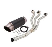 Motorbike exhaust Motorcycle Stainless Steel/Carbon Fiber Muffler Silencer Pipe Exhaust Pipe Exhaust Front Link Pipe Muffler For Y-AMAHA MT09 Tracer 900GT 2015-2020 2019 2018 2017(Chrome-Black)