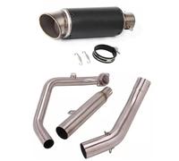Motorbike exhaust Motorcycle Stainless Steel Muffler Exhaust Pipe Silencer Exhaust Muffler Front Mid Connect Link Pipe For CFMOTO NK 250 250SR 250SS(Black-Chrome)
