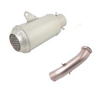 Motorbike Exhaust Pipe Motorcycle Exhaust System Muffler Escape Modified Mid Link Pipe 51MM For DUKE For 125 250 390 For RC390 For RC250 2017-2020(Silver)