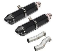 Motorbike exhaust Slip On Motorcycle Exhaust Mid Link Pipe Double Holes Muffler For Suzuki For Hayabusa GSXR1300 GSXR 1300 2021 2022 2023(Black- Silver)