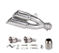 Motorbike Exhaust Tail Pipe Universal 51MM Motorcycle Exhaust Muffler Modify Double Outlet Tail Silencer Tube For CBR650R G310GS MT07 ZX25R DL650 Ve&rsys650
