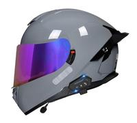 Motorbike Full Face Bluetooth Helmets DOTECE Approved Retro Motorcycle Helmet Unisex Adult Bluetooth Motocross Helmets Large Crash Helmet Built-In Headphones and Microphone M,L:59-60CM