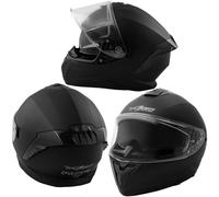 Motorbike Full Face Helmet Motorcycle Scooter Inner Sun Visor Touring Black XXL