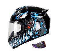 Motorbike Full Face Helmets, Integrated Motorcycle Helmet, ECE Approved Cool Rider Equipment Four Seasons Road Moped Street Racing Crash Helmet for Adults Men Women