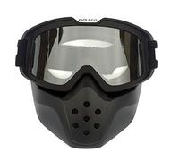 Motorbike Goggles Motorcycle Face Mask Goggles Retro Open Face Motocross Helmet Glasses Detachable Mouth Filter Windproof Mask Motorcycle Glasses (Color : BF040 B Clear)