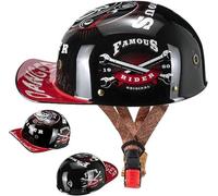 Motorbike Half Hel-met Baseball Cap Vintage Couple Low Brim Lightweight and Breathable Motorcycle - DOT Approved Motorcycle German Style Hel-Mets for Scooter Moped Cruiser Chopper ATV A3,M/(53~56cm)