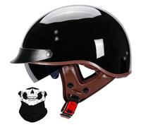 Motorbike Half Helmet Cruiser Chopper Biker ECE 22.06 Approved Open Face Motorcycle Helmet ABS Plastic Adult Motorbike Scooter Helmet for Men and Women Vintage German Style B3,XXL/(63~64cm)