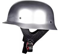 Motorbike Half Helmet Retro German Style, ECE 22.06 Approved, Open Face Skull Cap Helmet for Adult Men Women, Ideal for Cruiser Scooter Chopper Moped, Matte Black 8,L/(59~60cm)