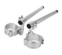 Motorbike Handle Bars 37MM 45MM 51MM 52MM 58MM Racing Riser Raised Clipon Clip On Motorcycle Adjustable Handlebar Handle Bar Fork Clamp Motorcycle Handlebar(Silver 51 mm)