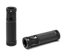 Motorbike Handlebar Hand Grips fits 22mm 7/8" bars - Black - Anodised Aluminium with Non Slip Rubber for Comfort