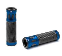 Motorbike Handlebar Hand Grips fits 22mm 7/8" bars - Blue - Anodised Aluminium with Non Slip Rubber for Comfort