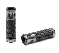 Motorbike Handlebar Hand Grips fits 22mm 7/8" bars - Grey - Anodised Aluminium with Non Slip Rubber for Comfort