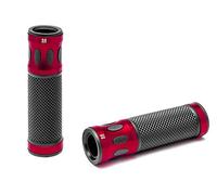 Motorbike Handlebar Hand Grips fits 22mm 7/8" bars - Red - Anodised Aluminium with Non Slip Rubber for Comfort