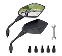 Motorbike Handlebar Mirror Universal Motorcycle Mirrors Handlebar Rear View Side Mirror With M8 M10 Bolt Compatible With Scooter, ATV, UTV