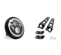 Motorbike Headlight Light Universal For Victory 7.5" Motorcycle Black Round LED Headlight Hi/Lo Lamp Inch Headlamp Bracket Parts