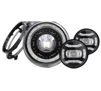 Motorbike Headlights For Electra For Glide For FatBoy Headlight Headlamp | Light 7" Led Projector Moto Headlight +4 1/2 Fog Passing Lights +Bracket(Black 1SET)