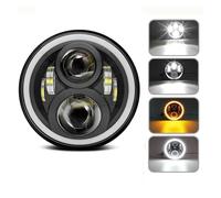 Motorbike Headlights Spotlights 7 Inch Headlight Round LED Projector For Cafe For Racer For Road For King For Softail Universal Motorcycle Accessories(60W Halo)