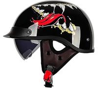 Motorbike Helmet ECE 22.06 Certified, with Drop Down Sun Visor & Quick Release Buckle, Tough ABS Shell, for Cruiser Chopper Bobber Street Riders 2,XXL/(63~64cm)