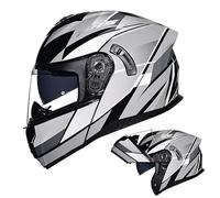 Motorbike Helmet Flip Up Helmet Adult Motorcycle Helmet Full Face Modular Motorcycle Helmet with Double Visor Crash Helmet, DOT Approved Helmet for Men and Women A2,XL/61~62cm