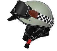 Motorbike Helmet Half Helmet Bowl Brain - Cap Retro Jet Helmet ECE Certified Cruiser Chopper Scooter Pilot Helmet Integrated Goggles Unisex Quick Release Helmet A2,L:59-60 cm