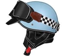 Motorbike Helmet Half Helmet Bowl Brain - Cap Retro Jet Helmet ECE Certified Cruiser Chopper Scooter Pilot Helmet Integrated Goggles Unisex Quick Release Helmet A4,L:59-60 cm