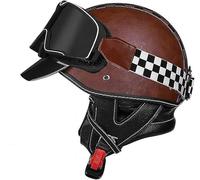 Motorbike Helmet Half Helmet Bowl Brain - Cap Retro Jet Helmet ECE Certified Cruiser Chopper Scooter Pilot Helmet Integrated Goggles Unisex Quick Release Helmet A7,L:59-60 cm