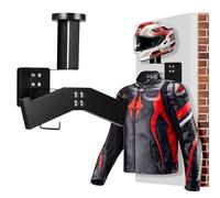 Motorbike Helmet Holder, Helmet Stand with Hook, Solid Wood Motorcycle Helmet Wall Mount, Multifunctional Motorbike Accessories for Tactical Gear and Jacket