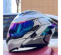 Motorbike Helmets ECE Certified Modular Motorcycle Helmets Flip Up Front Motorcycle Dual Visor Lightweight Practical Suitable for Boys Girls Kart Helmet Bicycle Helmet E1,56-57 L