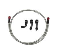 Motorbike Hoses Brake Oil DOT Pipe Reinforced Racing Motorcycle Hydraulic Clutch Tube Master Cylinder Transparent Silver Braided Brake Hose Motorcycle Brake line(Silver 1800mm)