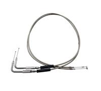 Motorbike Hoses for Sportster 883 1200 for Dyna for Softail for Heritage for Road Braided Stainless Steel 180cm Clutch Line 130cm Throttle Cable Set Motorcycle Brake line(130cmThrottle-Silver)