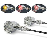 Motorbike Integrated CHROME Retro LED Indicators + Stop & Taillights