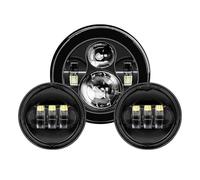 Motorbike LED Headlight 7 Inch Motorcycle LED Headlight With 4-1/2" 4.5" Auxiliary Fog Light Waterproof Moto Passing Lamp Universal Headlamp(Black Lamp NO DRL)