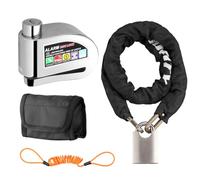 Motorbike Lock Justech Bicycle Chain Lock Pad Lock + Motorbike Alarm Disc Lock Two Modes Disc Brake Lock 110dB Alarm Sound with Reminder Cable and Carry Pouch for Motorcycle Motorbike Bicycle Scooter