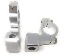 Motorbike Mirror Mounts 10mm Clockwise Thread x 2 in Silver for 22mm Handlebars