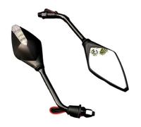 Motorbike Mirrors 2Pcs Pair Motorcycle LED Turn Signals Rearview Mirror Scooter E-Bike Back Side Convex Motorcycle Wing Mirror(Black)
