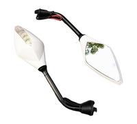 Motorbike Mirrors 2Pcs Pair Motorcycle LED Turn Signals Rearview Mirror Scooter E-Bike Back Side Convex Motorcycle Wing Mirror(White)