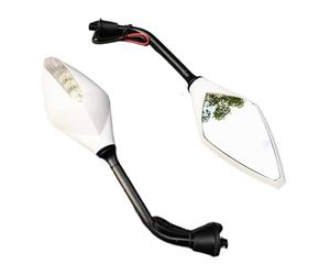 Motorbike Mirrors 2Pcs Pair Motorcycle LED Turn Signals Rearview Mirror Scooter E-Bike Back Side Convex Motorcycle Wing Mirror(White)